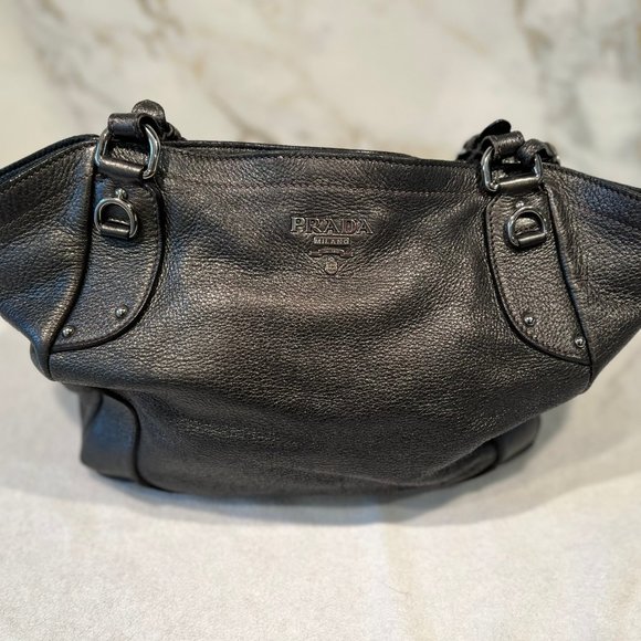 Prada Black Vitello Daino Satchel Bag - Picture 6 of 15